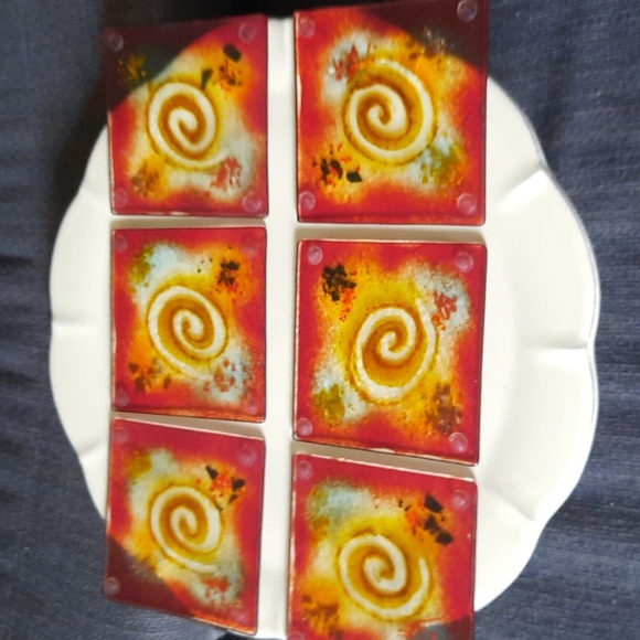 Set of 6 Art Glass Coasters - Picture 4 of 4